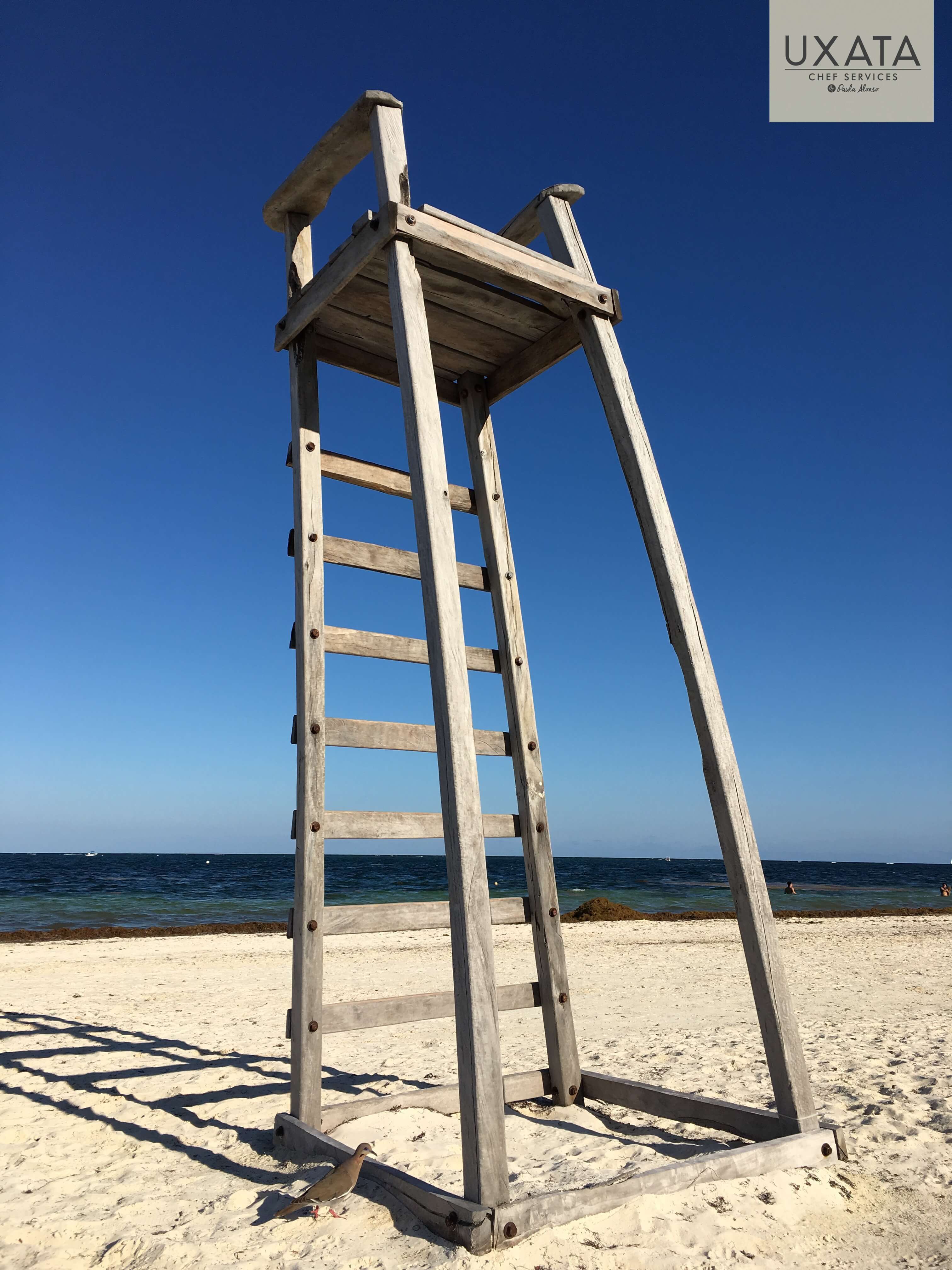 Puerto Morelos lifeguard chair beach and sea 