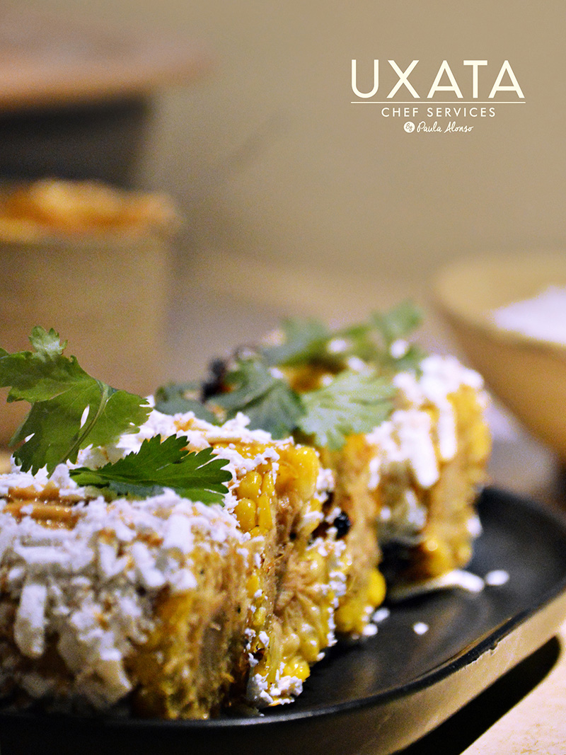 Roasted ears of corn with sour cream and cheese by UXATA Personal Chef Services