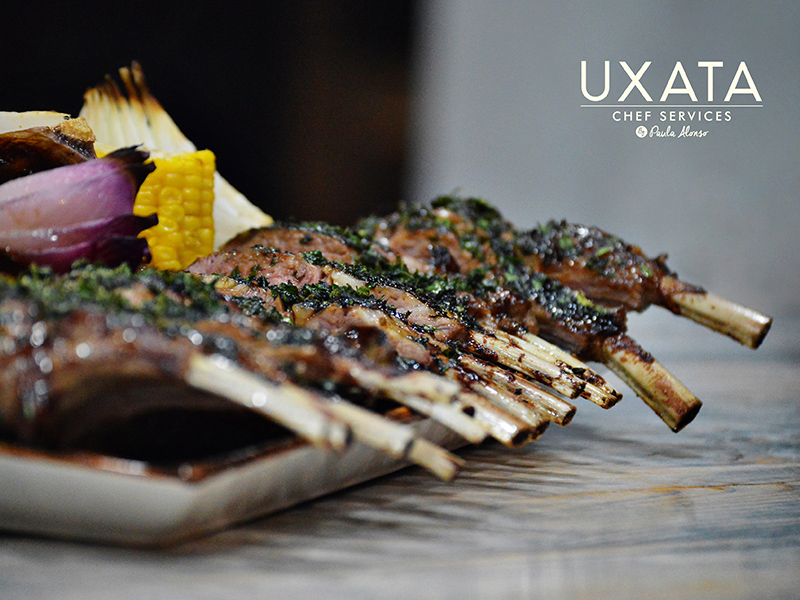 Roasted lamb ribs with grilled vegetables by UXATA Private Chef Services, Riviera Maya, México.