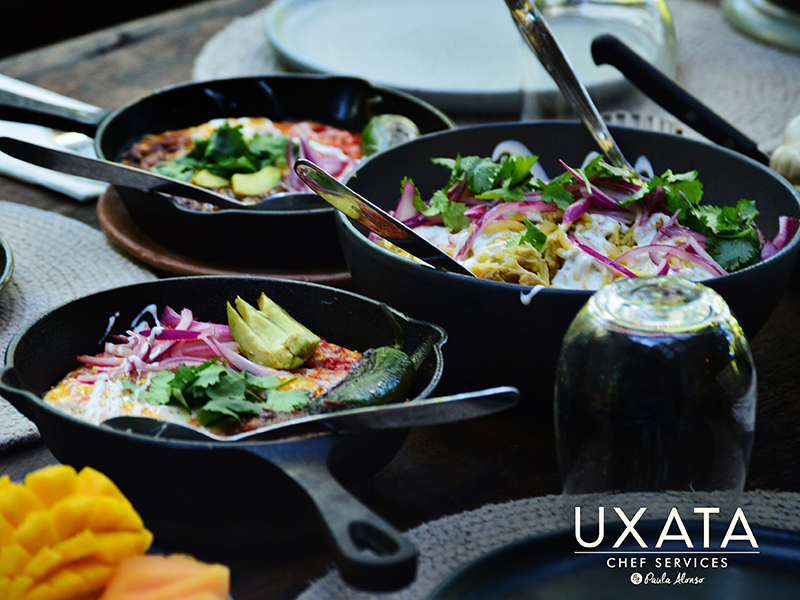 Three Mexican style egg casseroles for a Brunch in Punta Maroma, by UXATA Personal Chef Services.